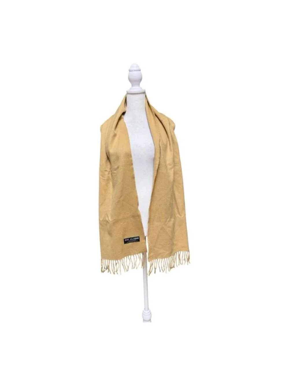 Made in Scotland 85% Cashmere Beige Scarf Fringe Soft Luxury Winter Wrap 64x12
